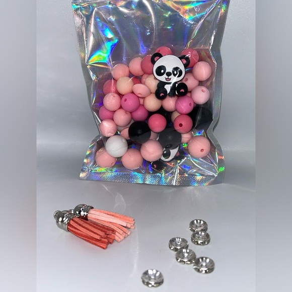 Panda Bead Set for crafting - Black, White, Pink - Picture 3 of 6